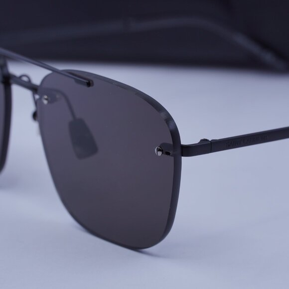 Saint Laurent SL309 RIMLESS 001 Aviator Sunglasses - Black - Picture 2 of 12